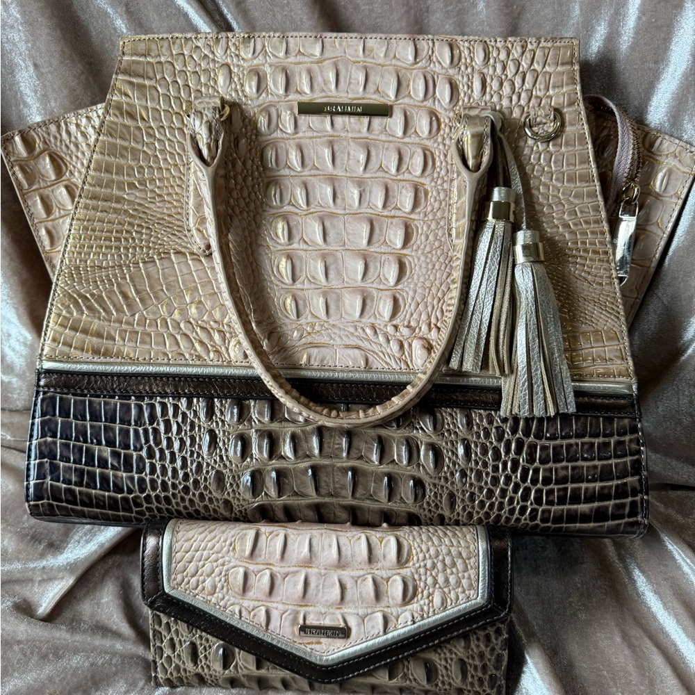 Brahmin Priscilla handbag & matching Veronica wallet in Chiffon Roseleaf